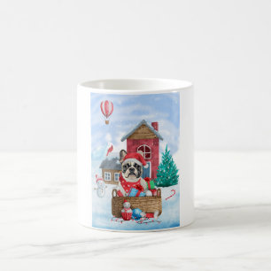 Französischer Bulldog im Schnee Weihnachts-Hundeha Kaffeetasse