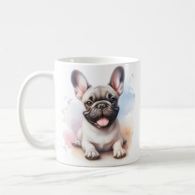 Französischer Bulldog in Aquarellen Kaffeetasse (Links)