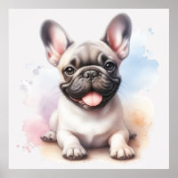 Französischer Bulldog in Aquarellen