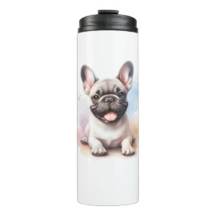 Französischer Bulldog in Aquarellen Thermosbecher