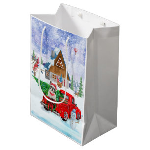 Französischer Bulldog in Christmas Delivery LKW Sc Mittlere Geschenktüte