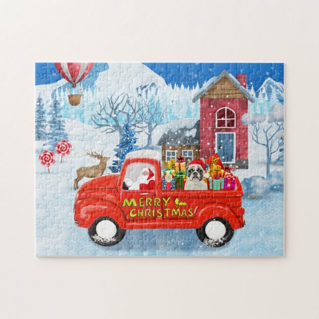 Französischer Bulldog in Christmas Delivery Truck  (Horizontal)