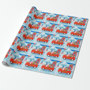 Französischer Bulldog in Christmas Delivery Truck  Geschenkpapier