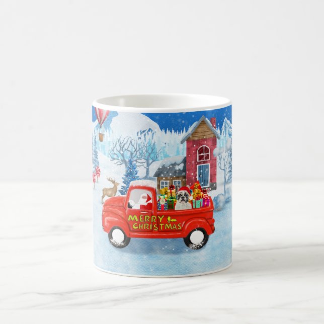 Französischer Bulldog in Christmas Delivery Truck  Kaffeetasse (Mittel)