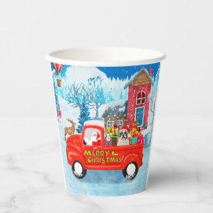 Französischer Bulldog in Christmas Delivery Truck Pappbecher