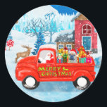 Französischer Bulldog in Christmas Delivery Truck  Runder Aufkleber<br><div class="desc">Eine perfekte Weihnachtsgeschenkidee für jemanden,  der Hunde Liebe. Dieser niedliche Hund sitzt im weihnachtlichen Lieferwagen und ist ein Geschenk für Ihre Freunde oder Familie,  die Liebe haben oder Hunde besitzen.</div>