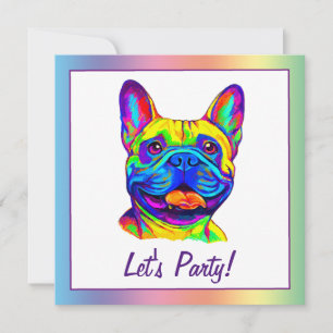 Französischer Bulldog in Colors Geburtstag Einladung