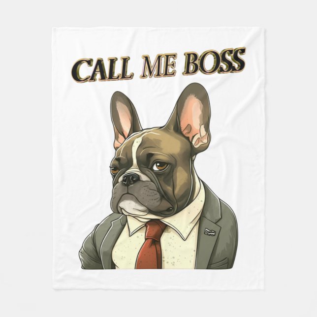 Französischer Bulldog in einem Anzug Fleecedecke (Vorderseite)