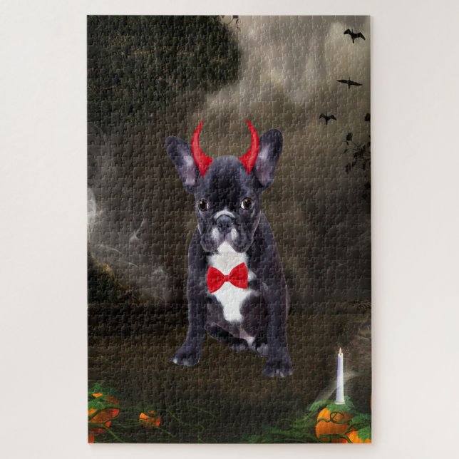 Französischer Bulldog in Halloween-Kostüm (Vertikal)