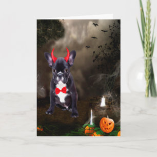 Französischer Bulldog in Halloween-Kostüm Karte
