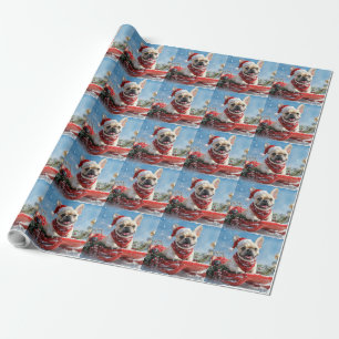 Französischer Bulldog in Sledge Let it Snow Weihna Geschenkpapier