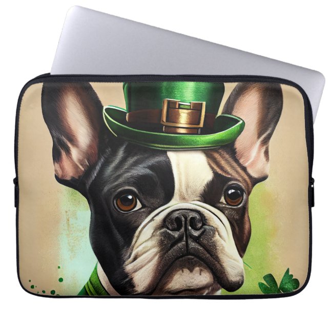 Französischer Bulldog in St. Patrick's Day Dress Laptopschutzhülle (Vorderseite)
