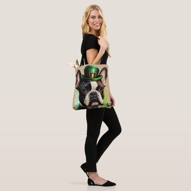 Französischer Bulldog in St. Patrick's Day Dress Tasche (Am Model)