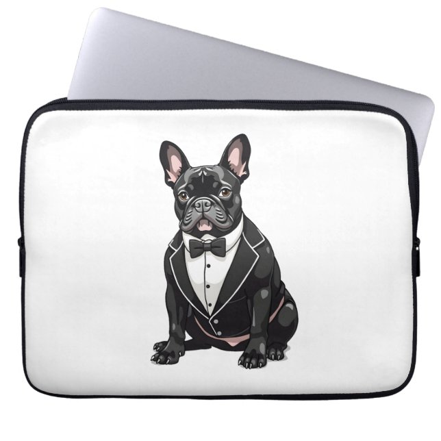 Französischer Bulldog in Tuxedo Laptopschutzhülle (Vorderseite)