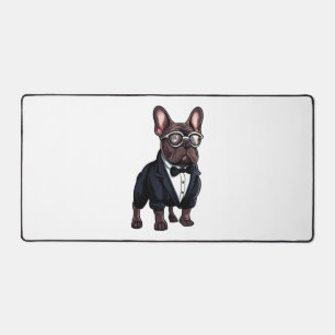 Französischer Bulldog in Tuxedo mit Brille Schreibtischunterlage