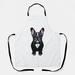 Französischer Bulldog in Tuxedo mit Brille Schürze