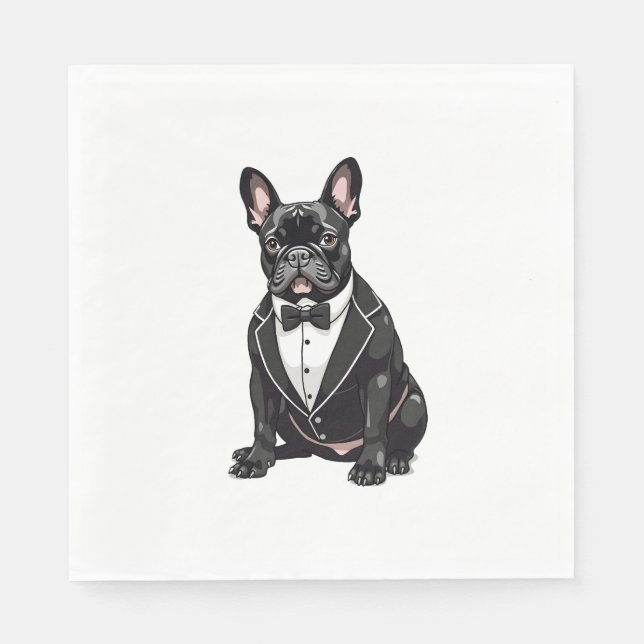 Französischer Bulldog in Tuxedo Serviette (Vorderseite)