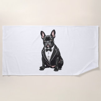 Französischer Bulldog in Tuxedo Strandtuch