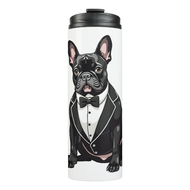 Französischer Bulldog in Tuxedo Thermosbecher (Vorderseite)