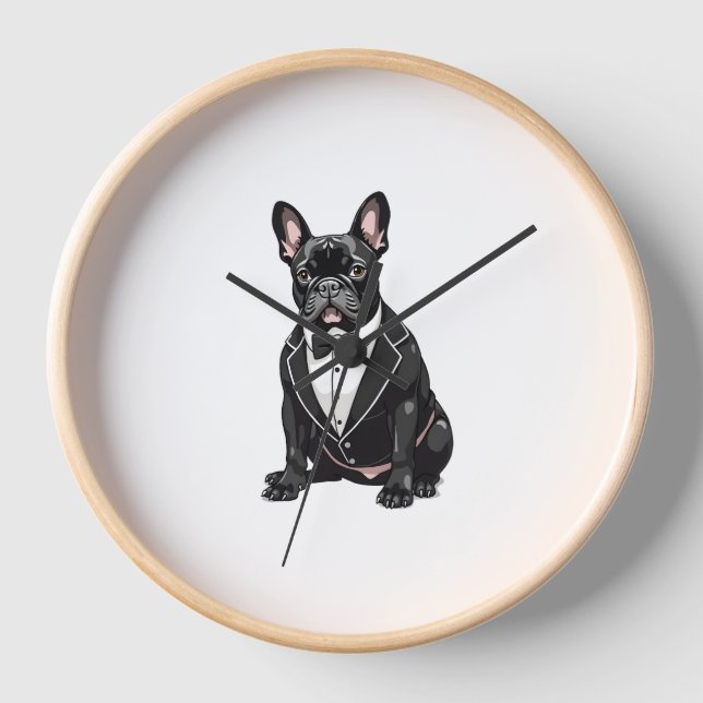 Französischer Bulldog in Tuxedo Uhr (Vorderseite)