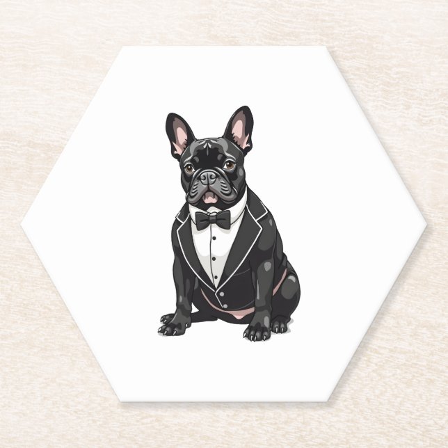 Französischer Bulldog in Tuxedo Untersetzer (Vorderseite)