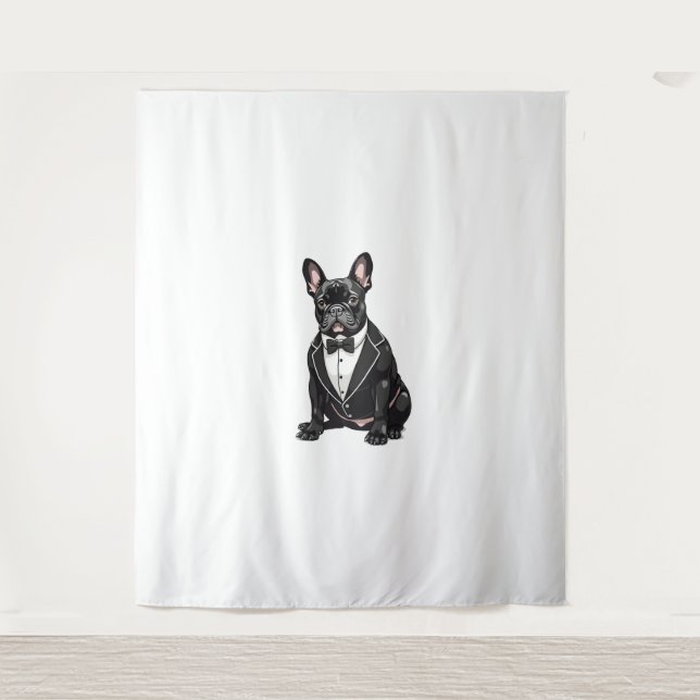 Französischer Bulldog in Tuxedo Wandteppich (Vorderseite)