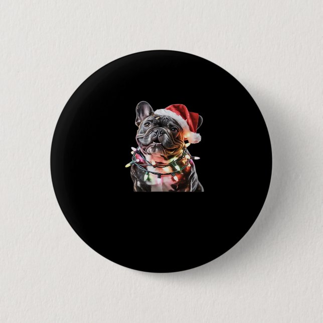 Französischer Bulldog in Weihnachtsmannmütze Wrap  Button (Vorderseite)