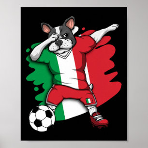 Französischer Bulldog Italien Fußball Fans Jersey  Poster