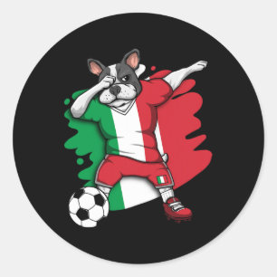 Französischer Bulldog Italien Fußball Fans Jersey  Runder Aufkleber