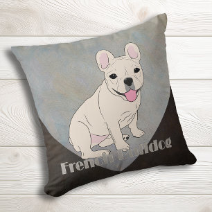 Französischer Bulldog Kaffee Brown Blue Ice Grunge Kissen
