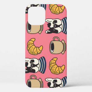 Französischer Bulldog, Kaffee, Croissant Thema. Case-Mate iPhone Hülle