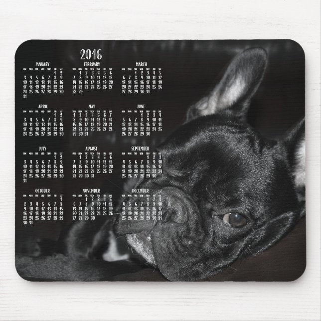 Französischer Bulldog-Kalender 2016 - Maus-Pad Mousepad (Vorne)