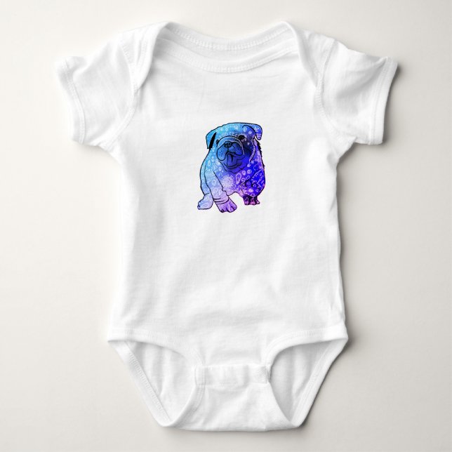 Französischer Bulldog Mandala Art Jersey Bodysuit Baby Strampler (Vorderseite)