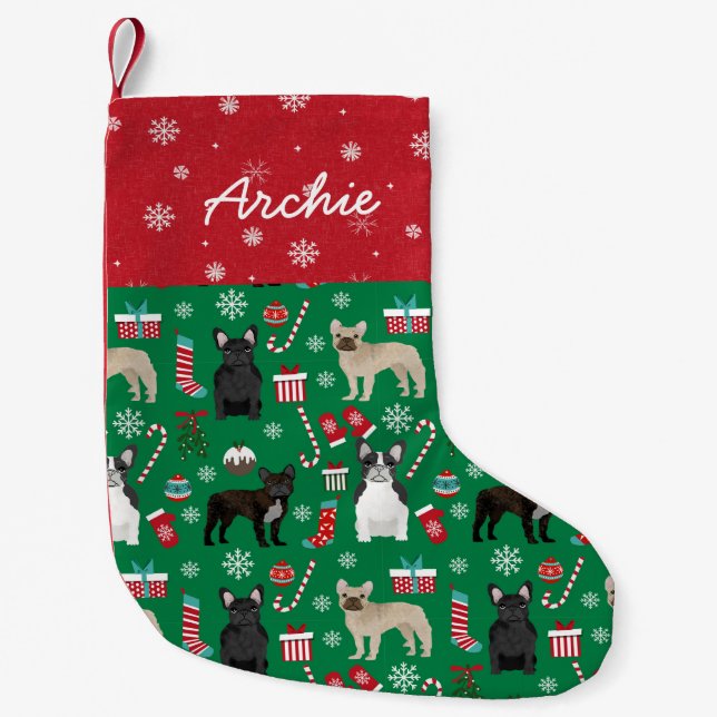 Französischer Bulldog-Mischhund Kleiner Weihnachtsstrumpf (Vorderseite)