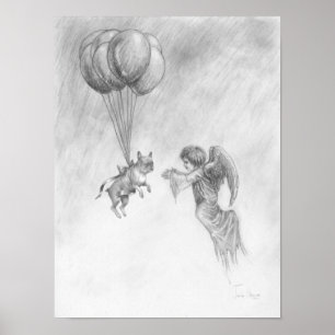 Französischer Bulldog mit Angel-Poster Poster