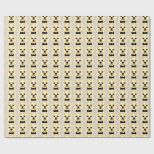 Französischer Bulldog mit Bowtie, Herringbone Beig Geschenkpapier