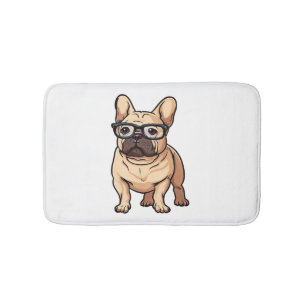 Französischer Bulldog mit Brillen Badematte