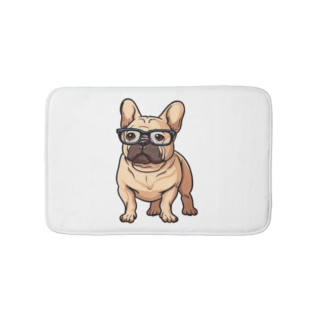 Französischer Bulldog mit Brillen Badematte (Vorderseite)