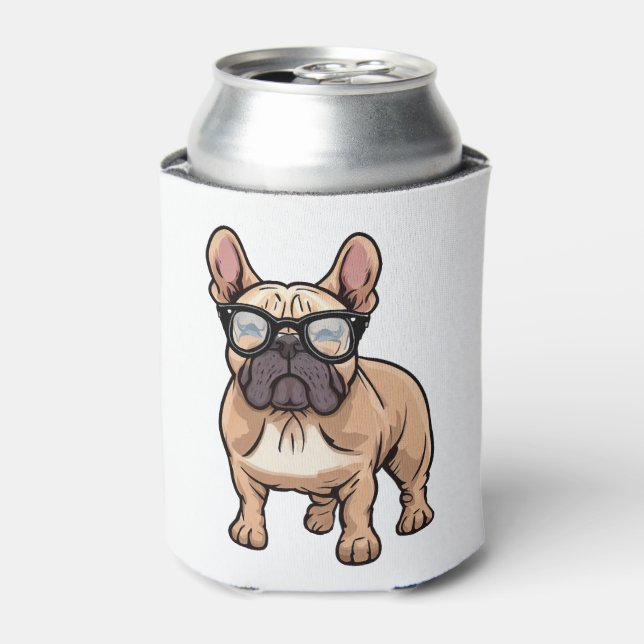 Französischer Bulldog mit Brillen Dosenkühler (Kanne Vorderseite)