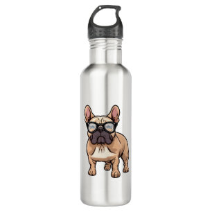 Französischer Bulldog mit Brillen Edelstahlflasche