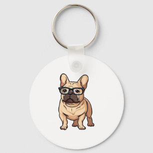 Französischer Bulldog mit Brillen Schlüsselanhänger