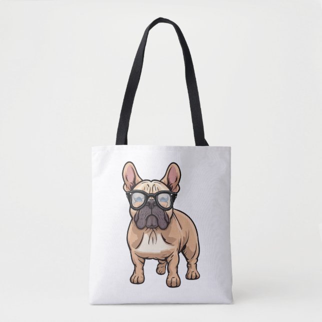 Französischer Bulldog mit Brillen Tasche (Vorderseite)