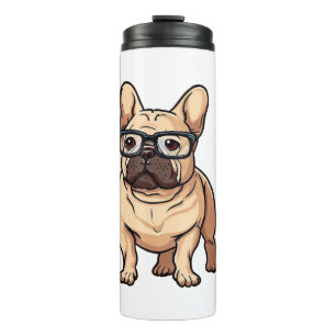 Französischer Bulldog mit Brillen Thermosbecher