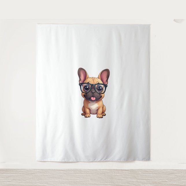 Französischer Bulldog mit Brillen Wandteppich (Vorderseite)