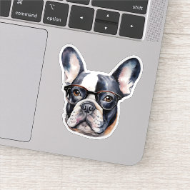 Französischer Bulldog mit Brillen wasserdicht Aufkleber