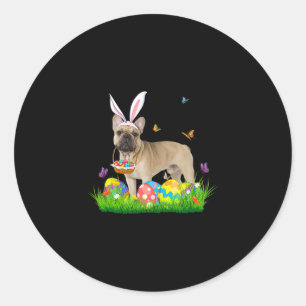 Französischer Bulldog mit Eierkörbe Osterjagd Runder Aufkleber