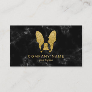 Französischer Bulldog mit Gold Glitzer Business C Visitenkarte
