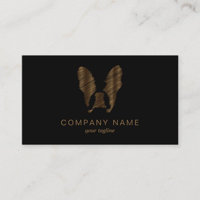 Französischer Bulldog mit Gold Scribble Visitenkarte (Vorderseite)