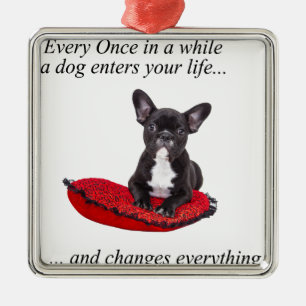 Französischer Bulldog mit Herzenslust und schönen  Silbernes Ornament