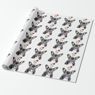 Französischer Bulldog mit HerzValentinstag Geschenkpapier